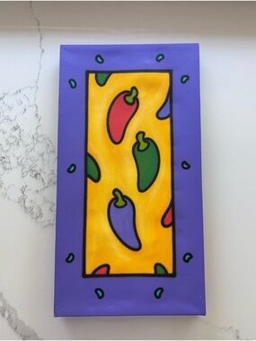 Colorful Pepper Pop Canvas Art - Purple, Yellow, Red, Green
